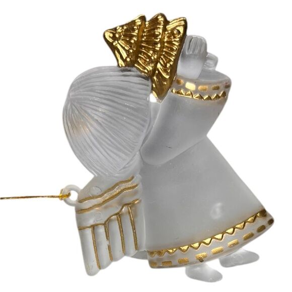 Frosted Acrylic Christmas Tree Ornaments 6 Piece Set Vintage With Gold Detail - Picture 13 of 13